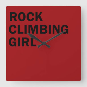 Rockclimbing girl vierkante klok