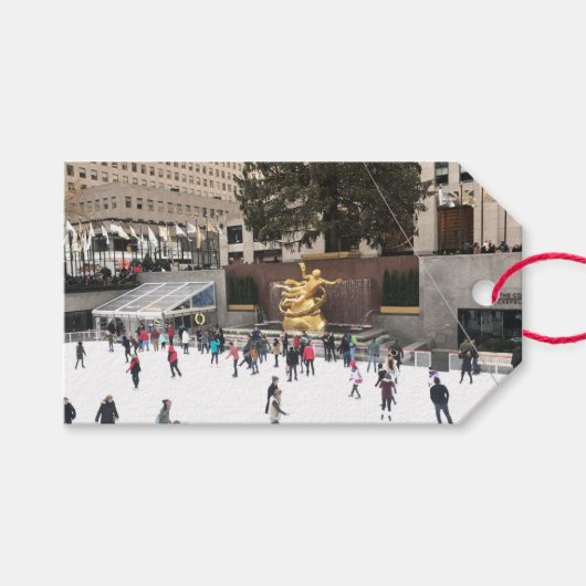 Rockefeller Center ijskrankel NYC-foto Cadeaulabel (Voorkant (Horizontaal))