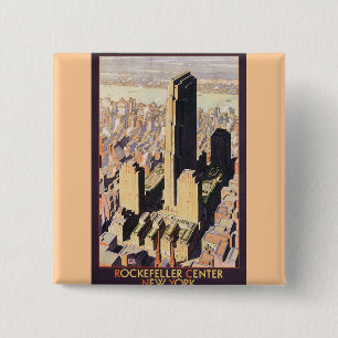 Rockefeller Center New York Vierkante Button 5,1 Cm