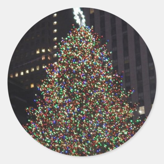 Rockefeller Tree Ronde Sticker (Voorkant)