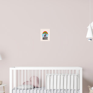 Rockende Eenhoorn met Gitaar en Regenboog Poster