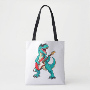 Rockende T-Rex Dinosaur met Zonnebril en Rode Gita Draagtas