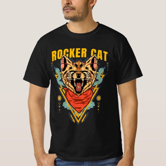 Rocker Cat Graphic T-shirt (Voorkant)