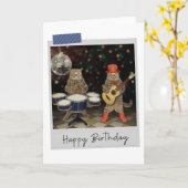 Rocker Cats drôle Carte d'anniversaire (Fleur jaune)