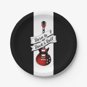 Rocker Guitar Born to Rock and Roll Music Party Papieren Bordje