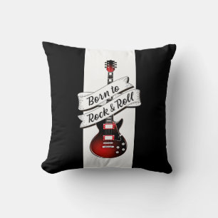 Rocker Guitar Born to Rock en Roll Music Throw Pi Kussen