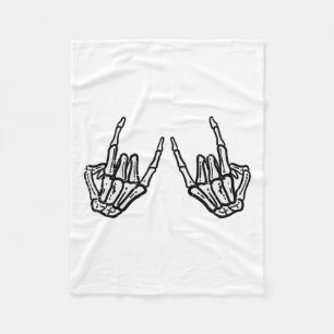 Rocker Hand Sign Rock Skeleton Retro Halloween Man Fleece Deken