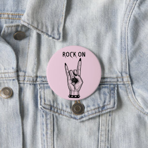 Rocker horns Vrouw Hand Sign art illustratie Ronde Button 7,6 Cm