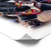 Rocker Panda plays Rock on a White Poster (Hoek)