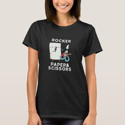 Rocker Paper en Scissors Funny Game Pun Dark BG T-shirt (Voorkant)