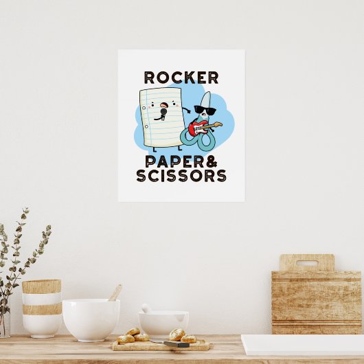 Rocker Paper en Scissors Funny Game Pun Poster (Keuken)