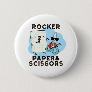 Rocker Paper en Scissors Funny Game Pun Ronde Button 5,7 Cm