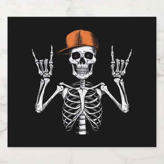 Rocker Skelet Pet Skater Cool Halloween Punk Bier Etiket (Enkel label)