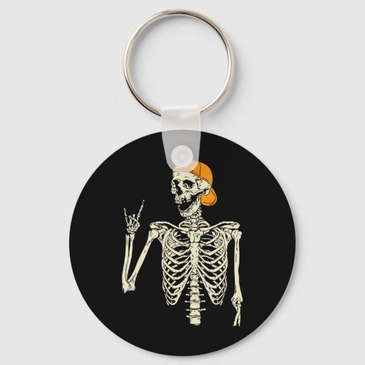 Rocker Skelet Pet Skater Cool Halloween Punk Roc Sleutelhanger (Voorkant)