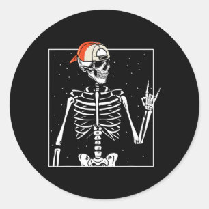 Rocker Skelet Pet Skater Cool Halloween Punk Ronde Sticker