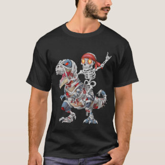 Rocker Skelet Rijdt Mummie Dinosaurus Halloween T-shirt