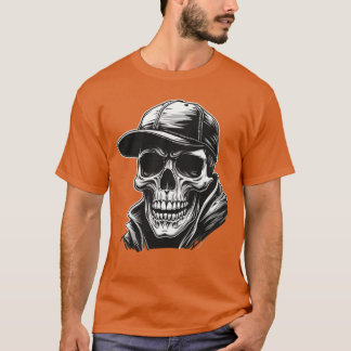 Rocker Skeleton Cap Skater Cool Halloween Punk Roc T-shirt