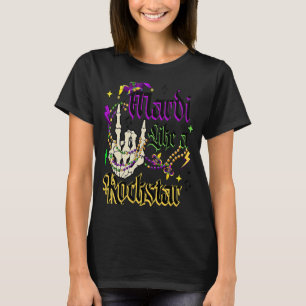 Rocker Skeleton Hand Mardi Gras Mardi als een soor T-shirt