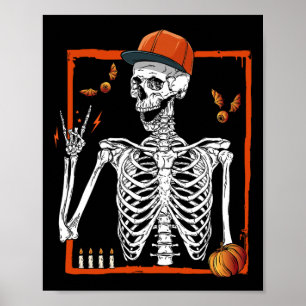 Rocker Skeleton Hand Rock on Costume Funny Halowe Poster