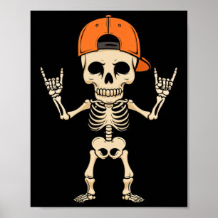 Rocker Skeleton Pet Halloween Punk Rock Mannen Boy Poster