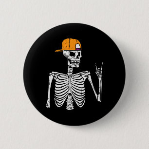 Rocker Skeleton Rock Hand Sign Halloween Costume M Ronde Button 5,7 Cm