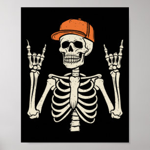Rocker Skeleton Rock op de hand Halloween Skeleton Poster
