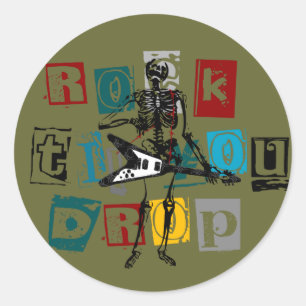 Rocker Skeleton Ronde Sticker