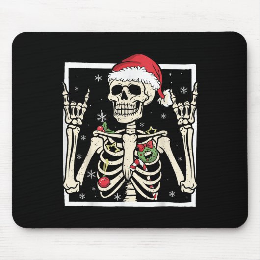 Rocker Skeleton Santa Hat Cool Christmas Punk Rock Muismat (Voorkant)
