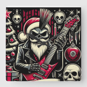 Rocker vader kerstmis vierkante klok