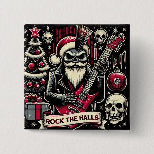 Rocker vader xmas  vierkante button 5,1 cm