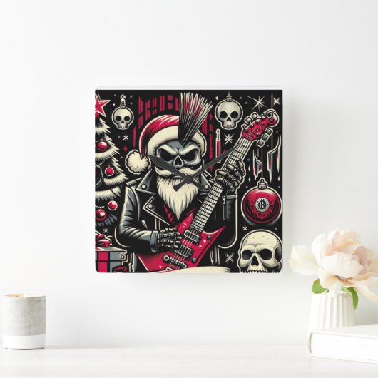 Rocker vader Xmas Vierkante Klok (Huis)