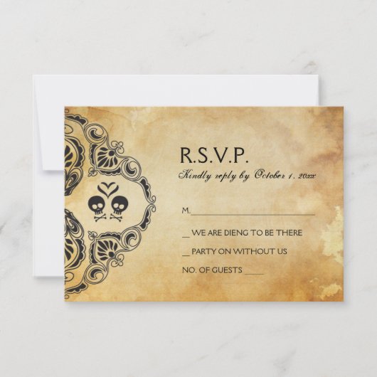 Rocker Wedding RSVP - Skull & Crossbones (Voorkant)