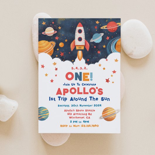 Rocket 1er Voyage Autour Du Soleil Invitation Anni