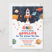 Rocket 1er Voyage Autour Du Soleil Invitation Anni (Devant)