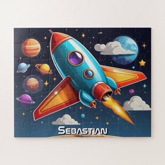 Rocket Adventure missie gepersonaliseerd Legpuzzel (Horizontaal)