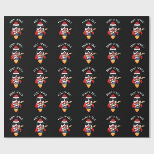 Rocket and Roll Funny Rocket Pun Dark BG Cadeaupapier (Vlak)
