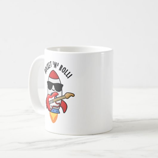 Rocket and Roll Funny Rocket Pun Koffiemok (Voorkant links)