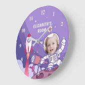 Rocket Astronaut Space Suit Custom Photo Kinder Ro Grote Klok (Hoek)