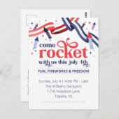 Rocket avec nous Quatrième Juillet Invitation du P (Devant / Derrière)