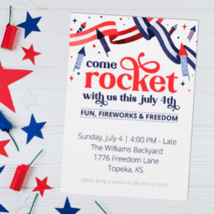 Rocket avec nous Quatrième Juillet Invitation du P