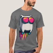 Rocket Cat Cool Futuristic Feline with Neon Goggle T-shirt (Voorkant)