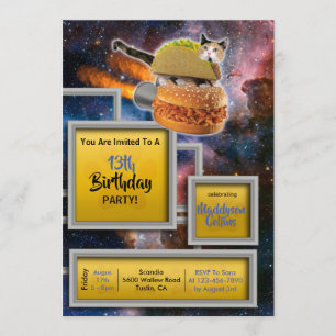 Rocket Cat Delivery Funny Invitation Kaart