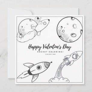 Rocket Coloring Page Kinder Boy Kaart Valentijnsda