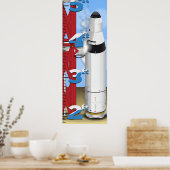 Rocket Countdown Lancering Growth Chart Poster (Keuken)