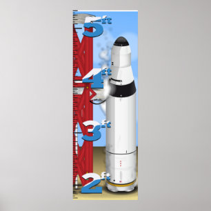 Rocket Countdown Lancering Growth Chart Poster