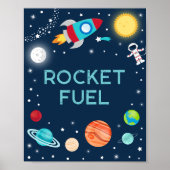 Rocket Fuel Space Astronaut Planets Birthday Poster (Voorkant)