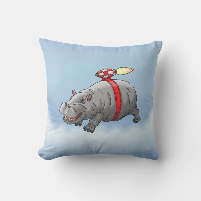 Rocket Hippo Verjaardag Kussen (Voorkant)