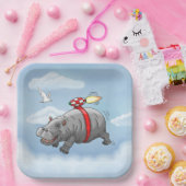 Rocket Hippo Verjaardag Papieren Bordje (Feest)