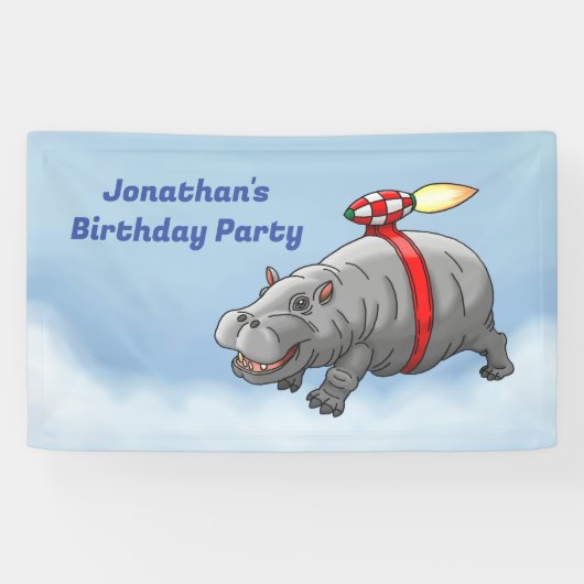 Rocket Hippo Verjaardag Spandoek (Horizontaal)