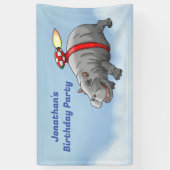 Rocket Hippo Verjaardag Spandoek (Verticaal)